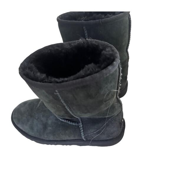 Women Black Ugg Mini Fur Boots Size 6 - Picture 3 of 5